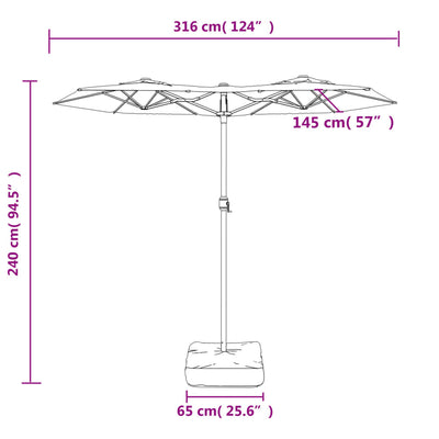 parasol m. dobbelt parasoldug 316x240 cm grøn