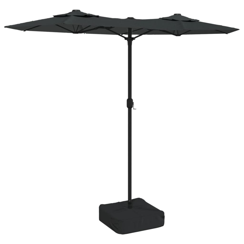 parasol m. dobbelt parasoldug 316x240 cm antracitgrå