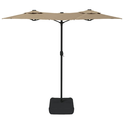 parasol m. dobbelt parasoldug 316x240 cm gråbrun