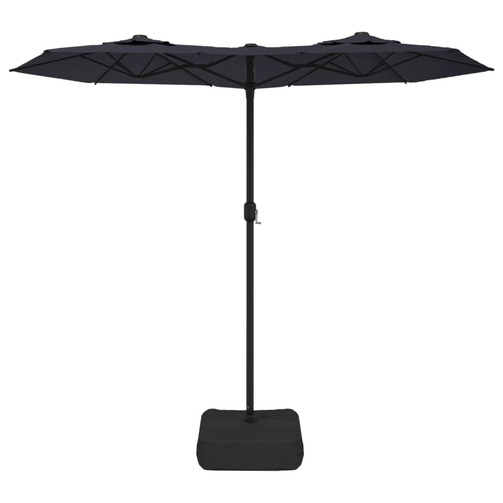 parasol m. dobbelt parasoldug 316x240 cm sort