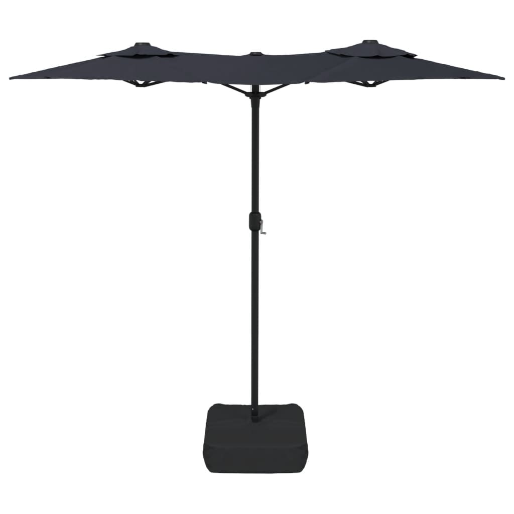 parasol m. dobbelt parasoldug 316x240 cm sort