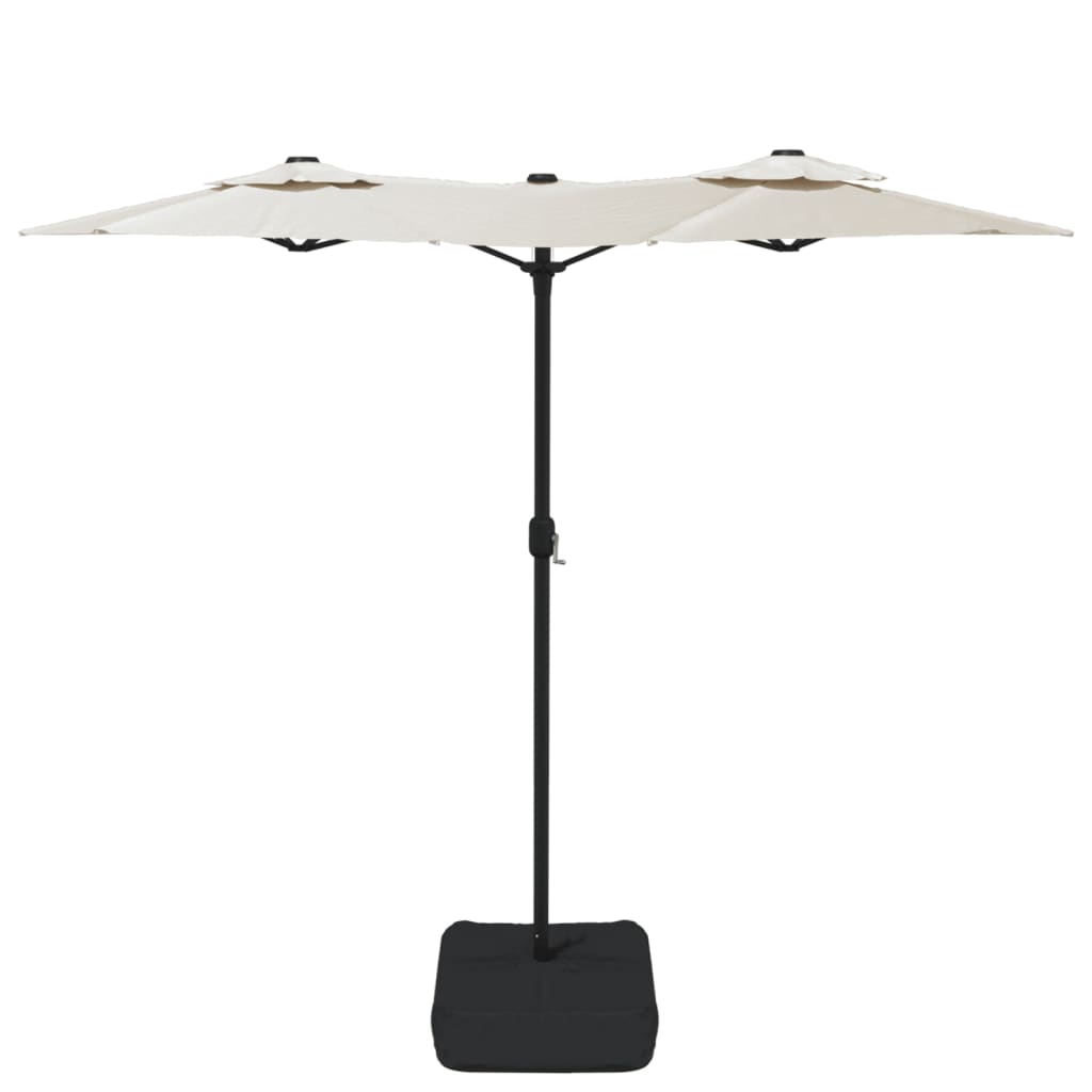 parasol med dobbelt parasoldug og LED-lys 316x240 cm sandhvid