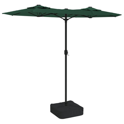 parasol med dobbelt parasoldug og LED-lys 316x240 cm grøn