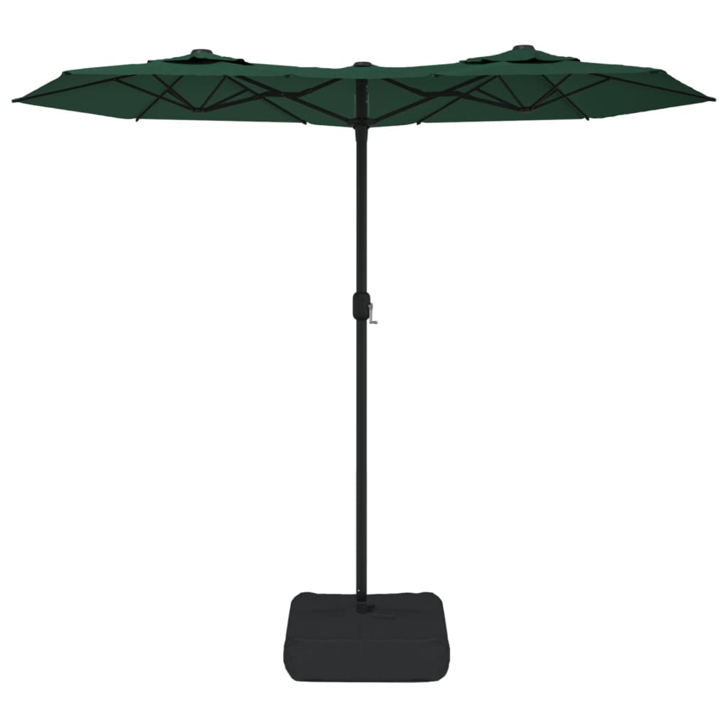 parasol med dobbelt parasoldug og LED-lys 316x240 cm grøn