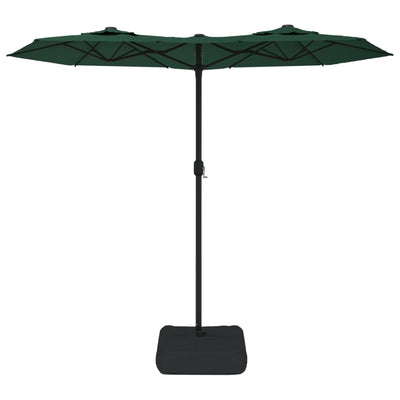 parasol med dobbelt parasoldug og LED-lys 316x240 cm grøn