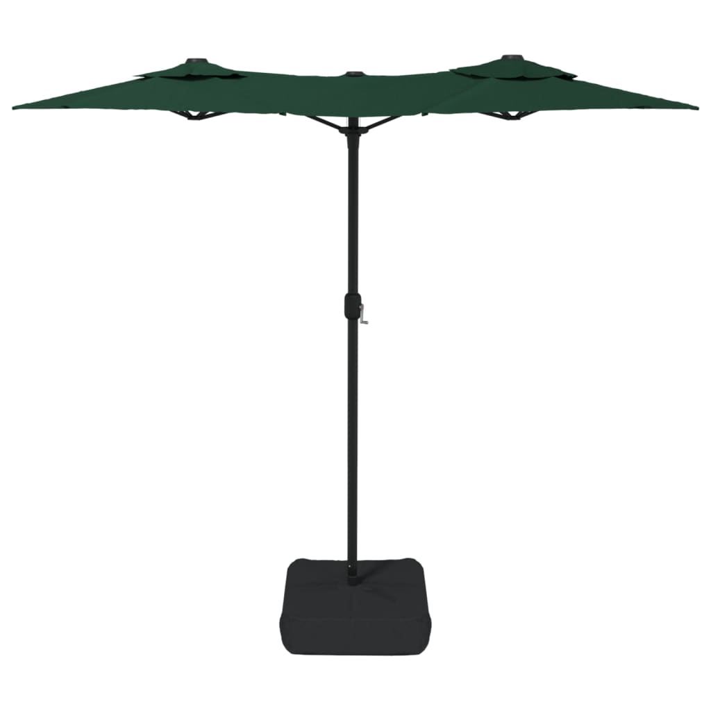 parasol med dobbelt parasoldug og LED-lys 316x240 cm grøn