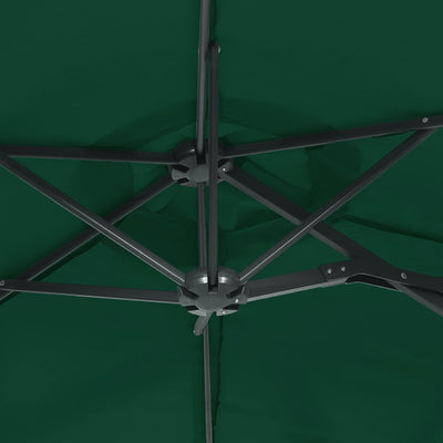 parasol med dobbelt parasoldug og LED-lys 316x240 cm grøn