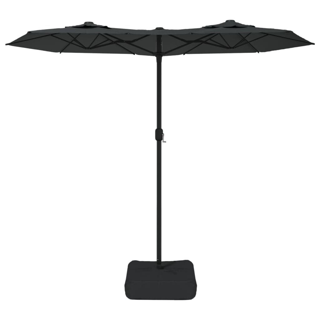 parasol m. dobbelt parasoldug og LED-lys 316x240 cm antracitgrå