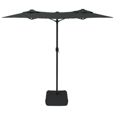 parasol m. dobbelt parasoldug og LED-lys 316x240 cm antracitgrå