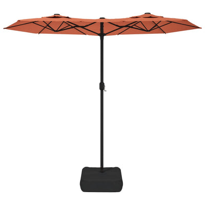 parasol m. dobbelt parasoldug og LED-lys 316x240 cm terrakotta