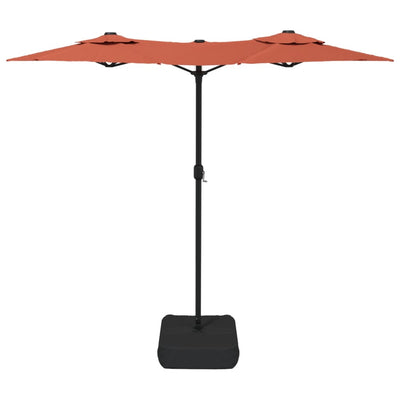 parasol m. dobbelt parasoldug og LED-lys 316x240 cm terrakotta