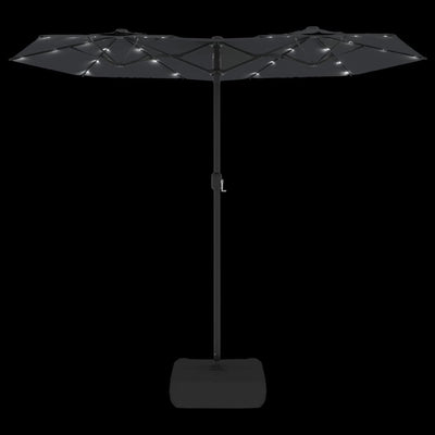 parasol med dobbelt parasoldug og LED-lys 316x240 cm sort