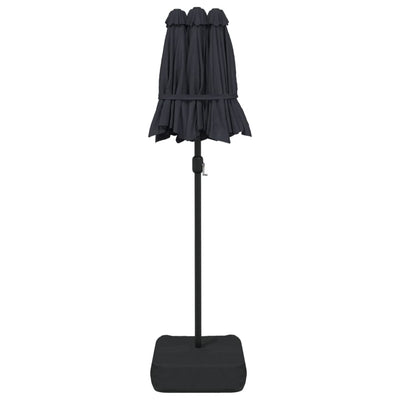 parasol med dobbelt parasoldug og LED-lys 316x240 cm sort