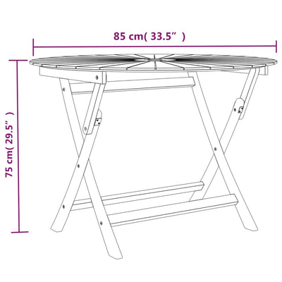 foldbart havebord Ø 85x75 cm massivt teaktræ