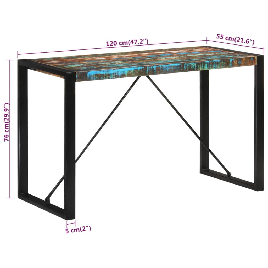 spisebord 120x55x76 cm massivt genbrugstræ