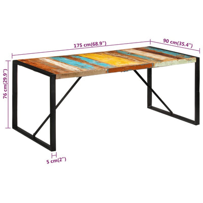 spisebord 175x90x76 cm massivt genbrugstræ