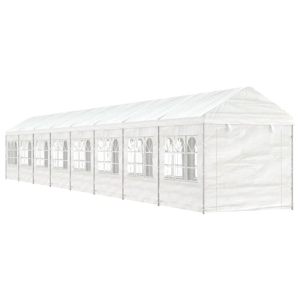 pavillon med tag 17,84x2,28x2,69 m polyethylen hvid