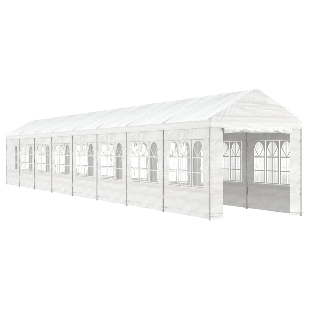 pavillon med tag 17,84x2,28x2,69 m polyethylen hvid