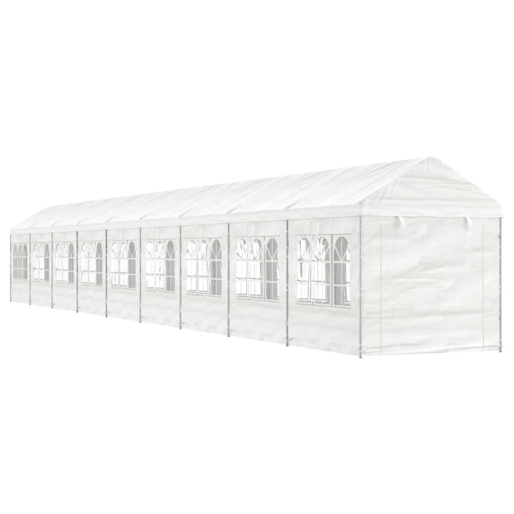 pavillon med tag 20,07x2,28x2,69 m polyethylen hvid