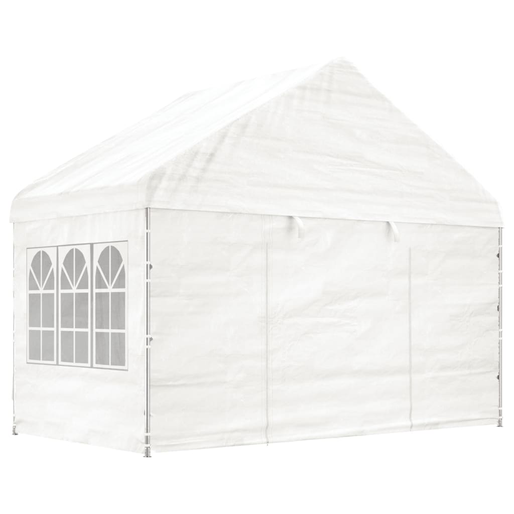 pavillon med tag 4,46x4,08x3,22 m polyethylen hvid