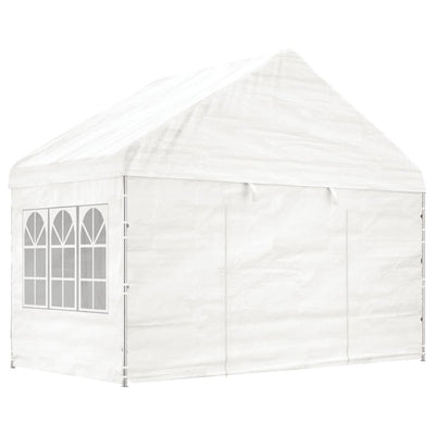 pavillon med tag 4,46x4,08x3,22 m polyethylen hvid