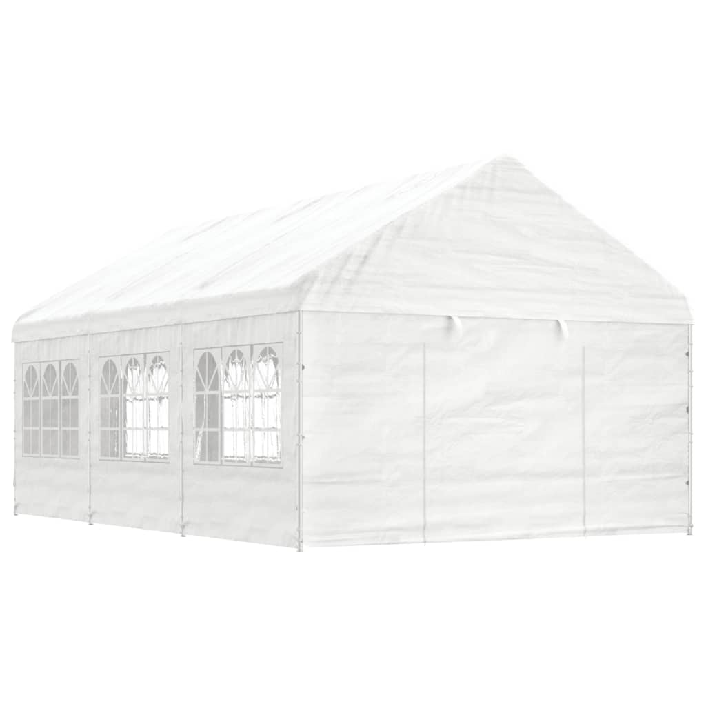 pavillon med tag 6,69x4,08x3,22 m polyethylen hvid