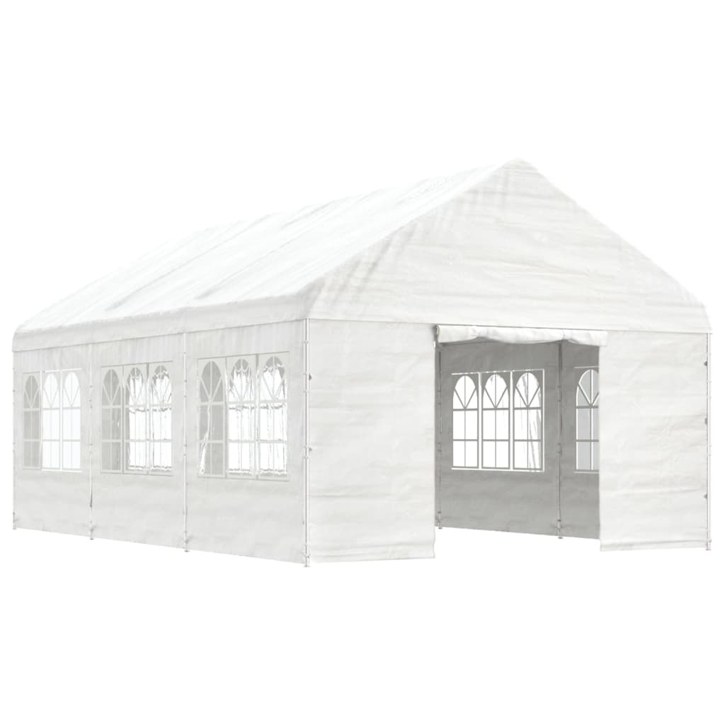 pavillon med tag 6,69x4,08x3,22 m polyethylen hvid