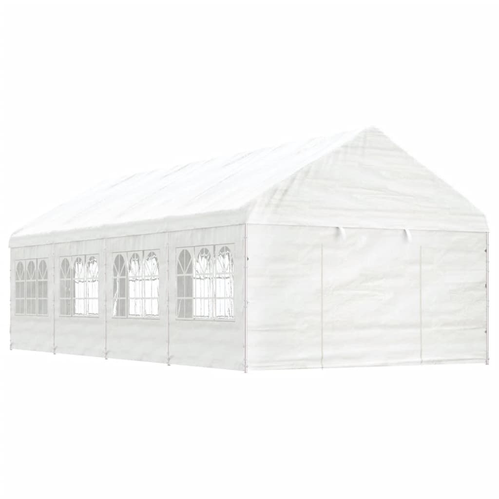 pavillon med tag 8,92x4,08x3,22 m polyethylen hvid