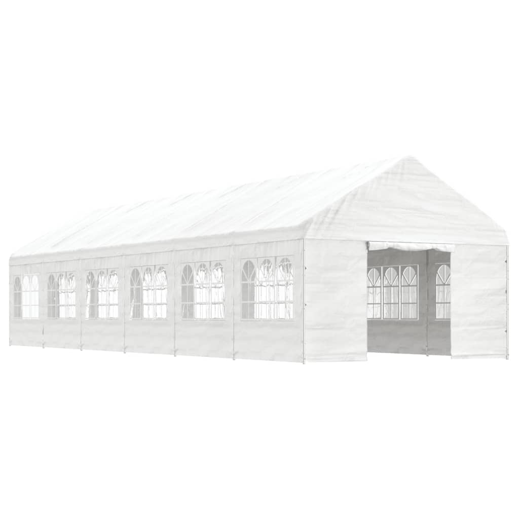 pavillon med tag 13,38x4,08x3,22 m polyethylen hvid