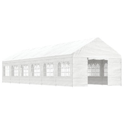 pavillon med tag 13,38x4,08x3,22 m polyethylen hvid