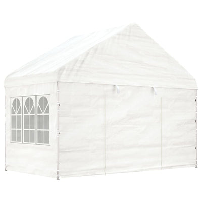 pavillon med tag 13,38x4,08x3,22 m polyethylen hvid