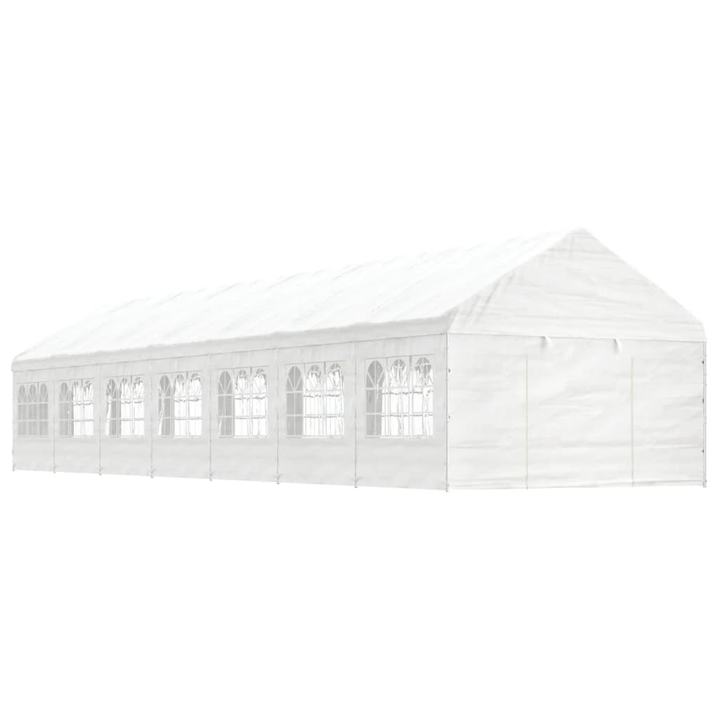 pavillon med tag 15,61x4,08x3,22 m polyethylen hvid