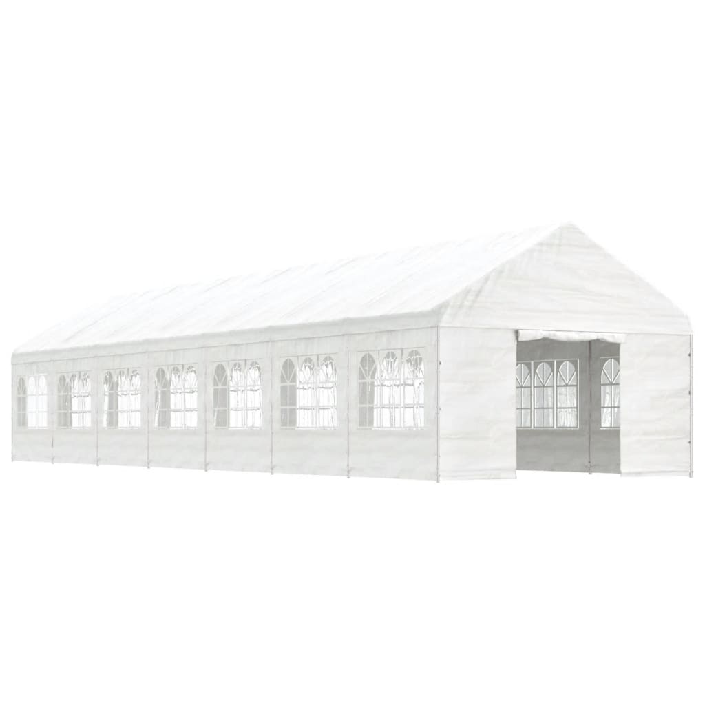 pavillon med tag 15,61x4,08x3,22 m polyethylen hvid