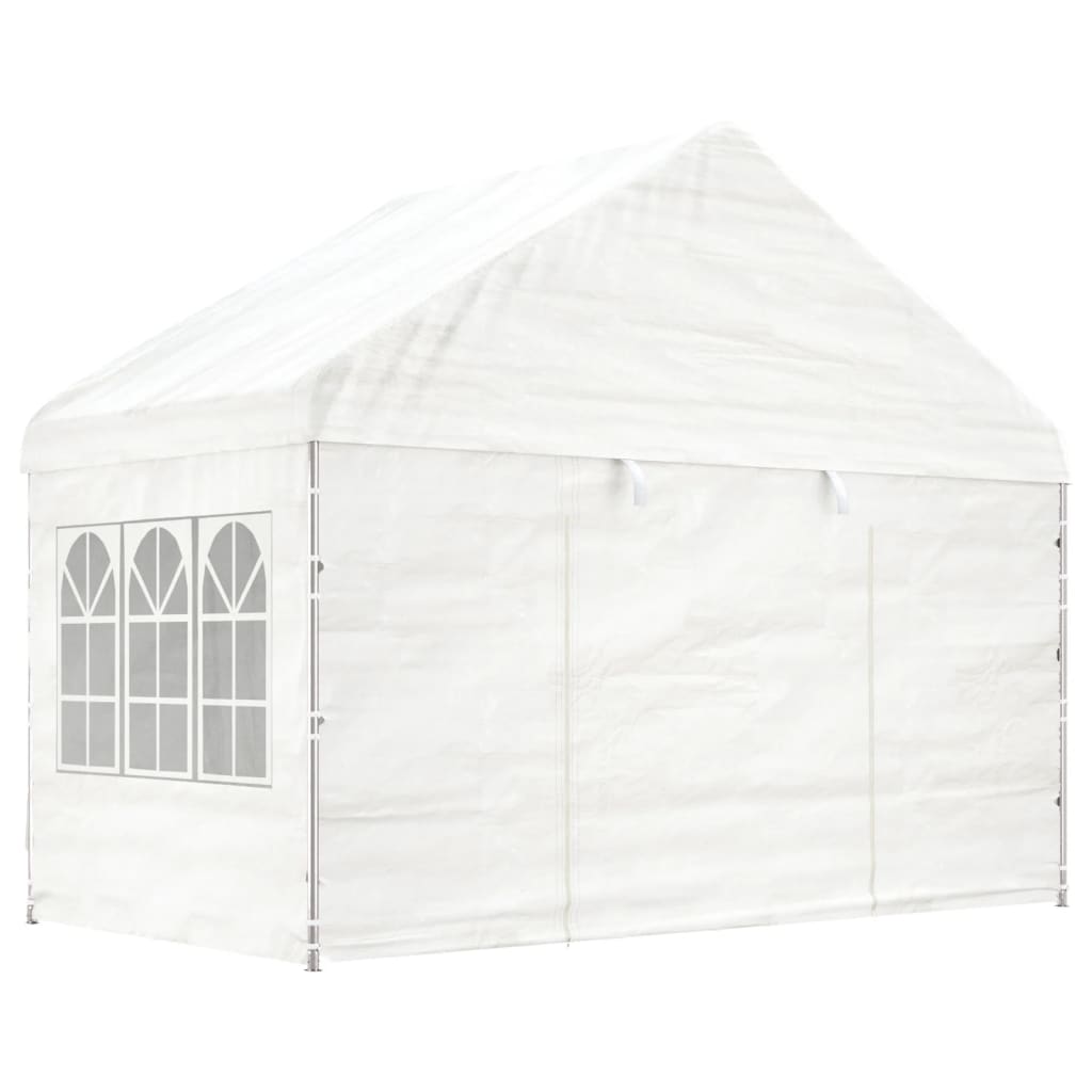 pavillon med tag 15,61x4,08x3,22 m polyethylen hvid