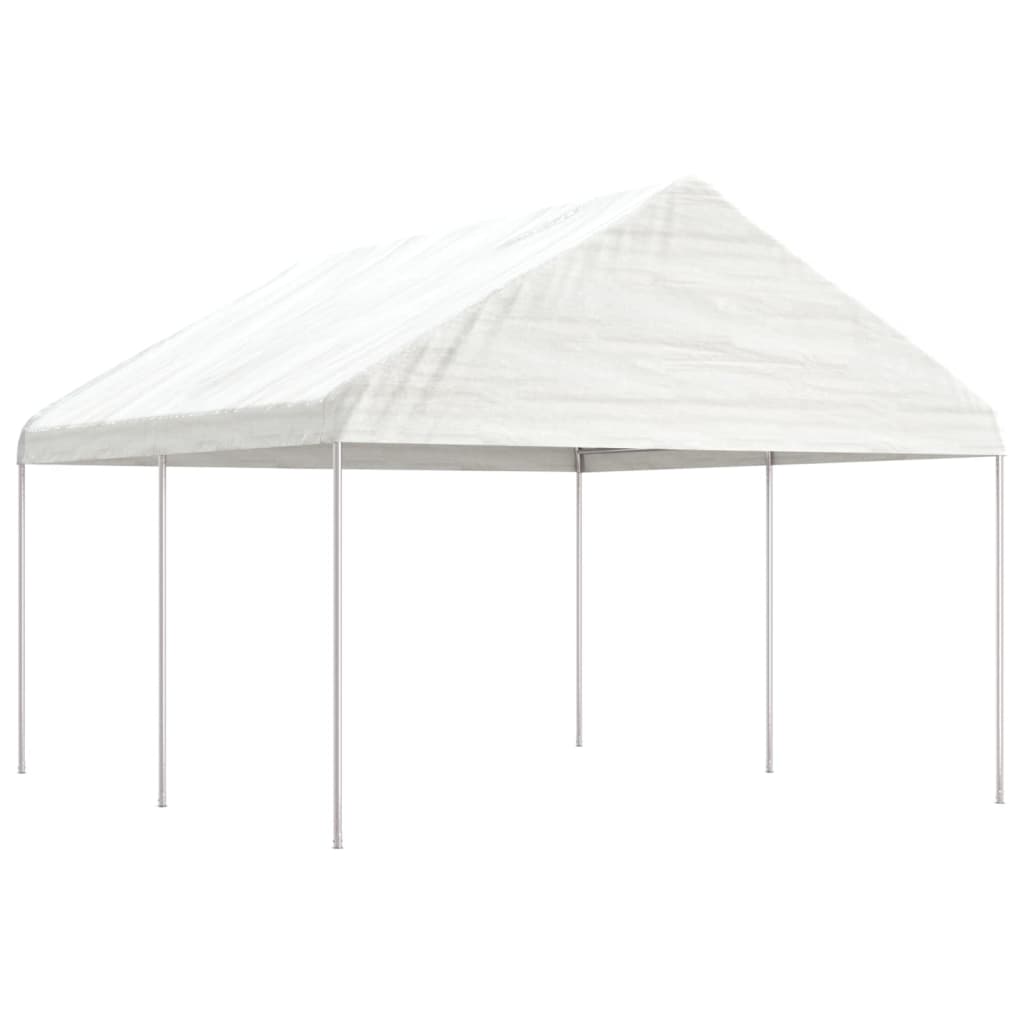 pavillon med tag 4,46x4,08x3,22 m polyethylen hvid