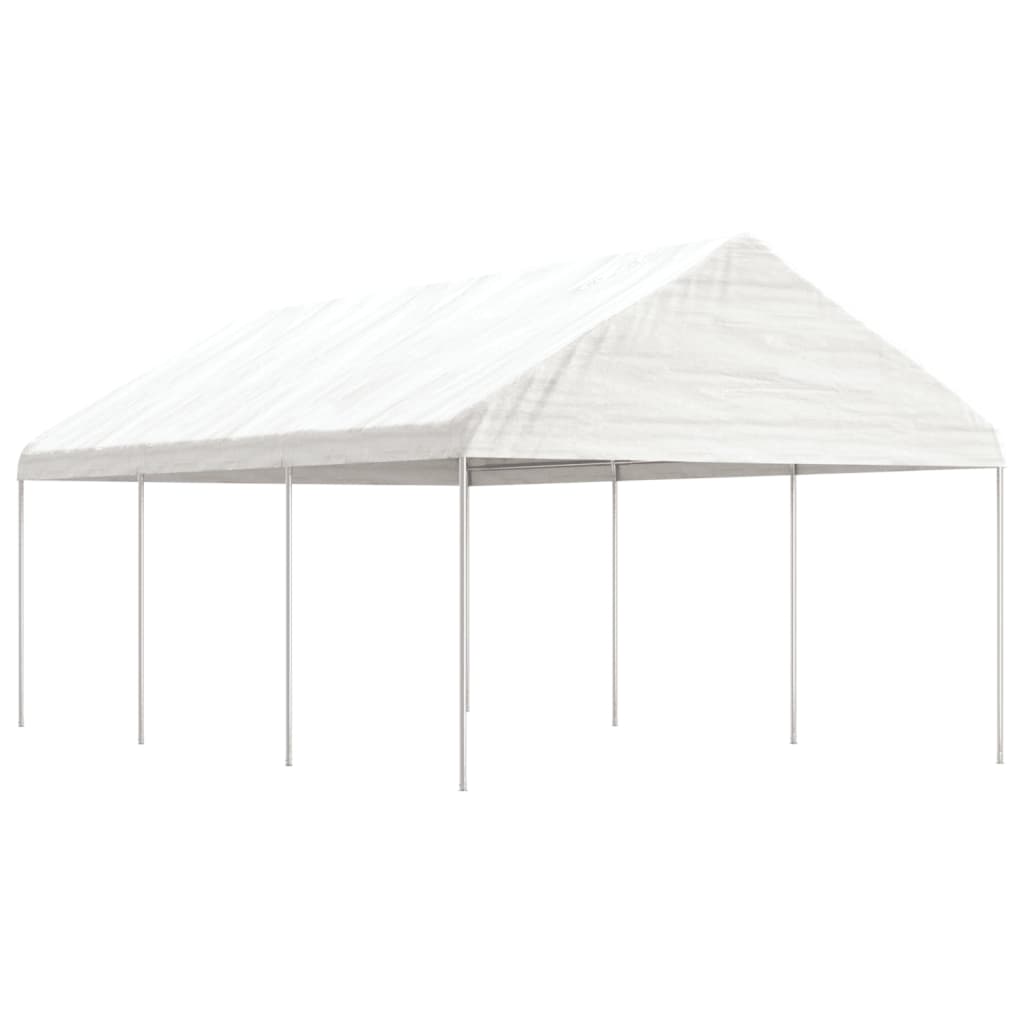 pavillon med tag 6,69x4,08x3,22 m polyethylen hvid