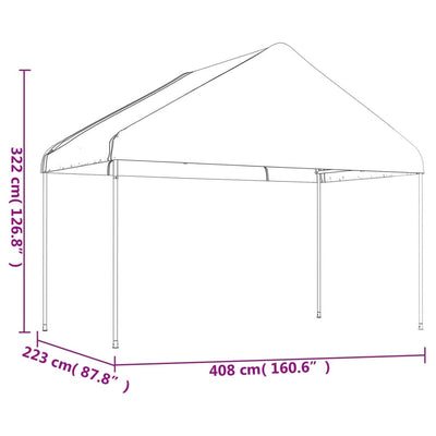 pavillon med tag 8,92x4,08x3,22 m polyethylen hvid