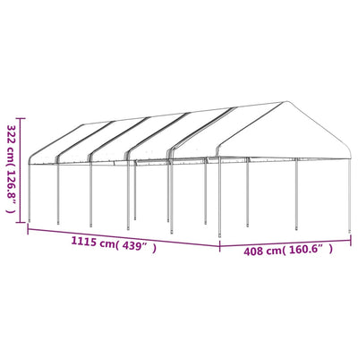 pavillon med tag 11,15x4,08x3,22 m polyethylen hvid