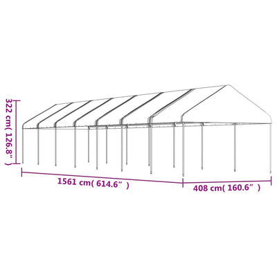 pavillon med tag 15,61x4,08x3,22 m polyethylen hvid