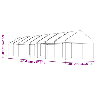 pavillon med tag 17,84x4,08x3,22 m polyethylen hvid