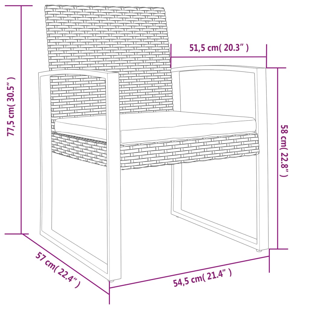 havestole 2 stk. PP og rattan sort