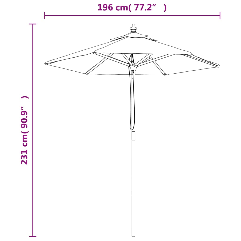 haveparasol med træstang 196x231 cm sandfarvet