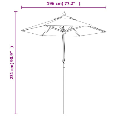 haveparasol med træstang 196x231 cm sandfarvet