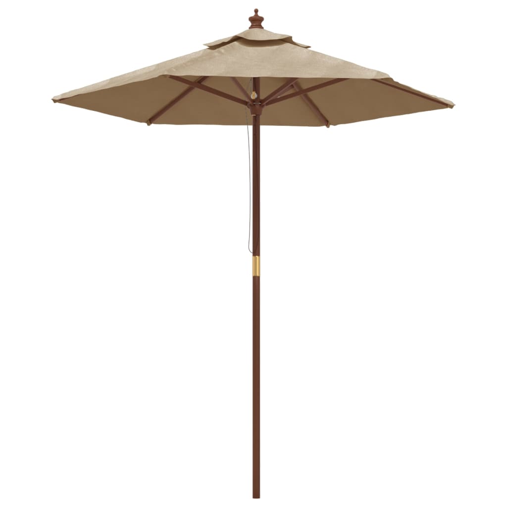 haveparasol med træstang 196x231 cm gråbrun