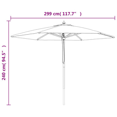 haveparasol med træstang 299x240 cm sandfarvet