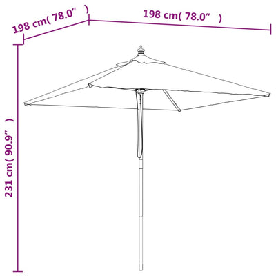 haveparasol med træstang 198x198x231 cm antracitgrå