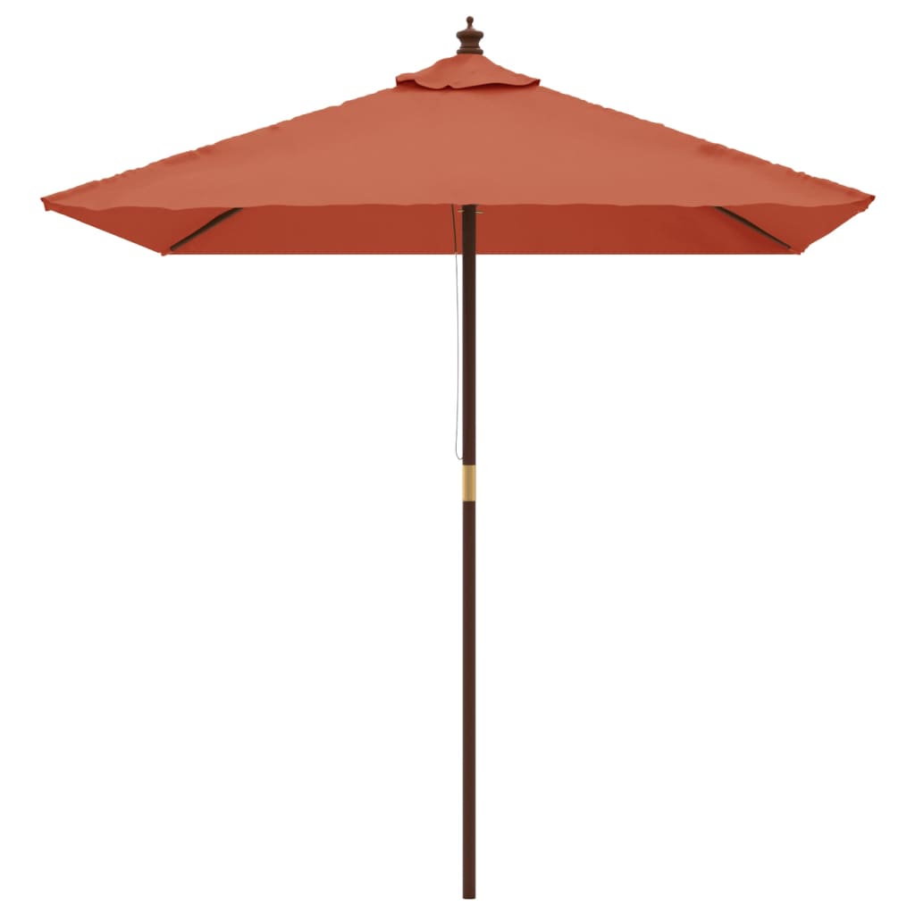 haveparasol med træstang 198x198x231 cm terrakotta