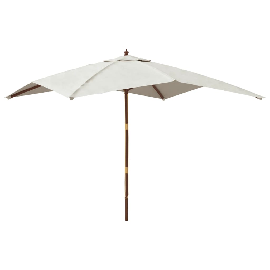 haveparasol med træstang 300x300x273 cm sandfarvet