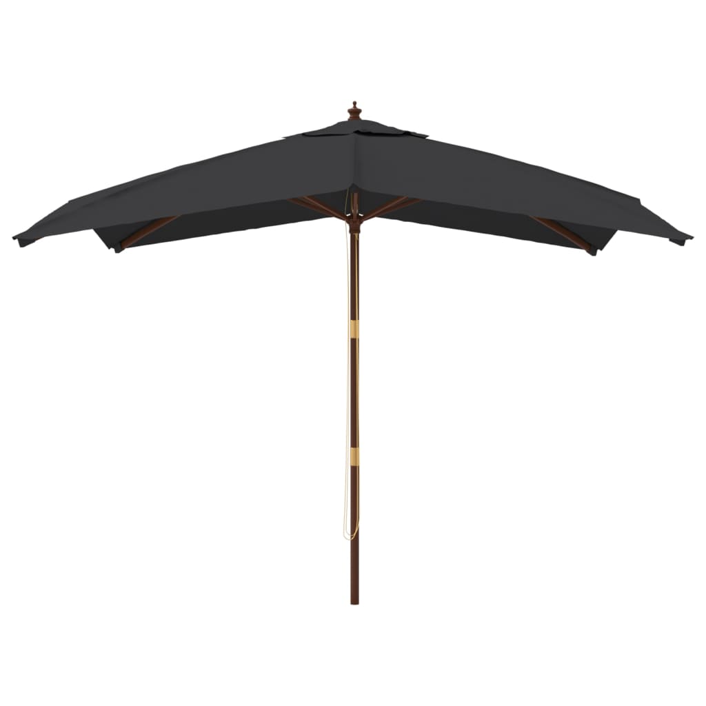 haveparasol med træstang 300x300x273 cm sort