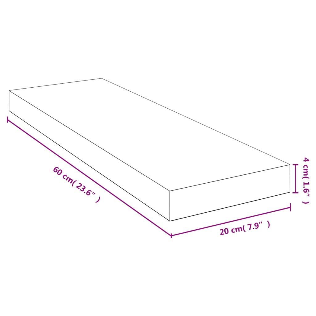 væghylde 60x20x4 cm bambus